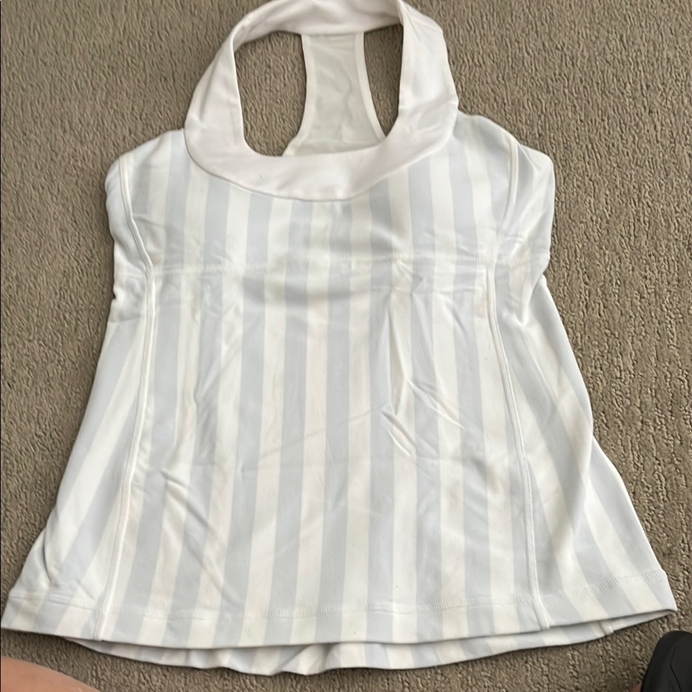 lululemon athletica White Striped Tank Top